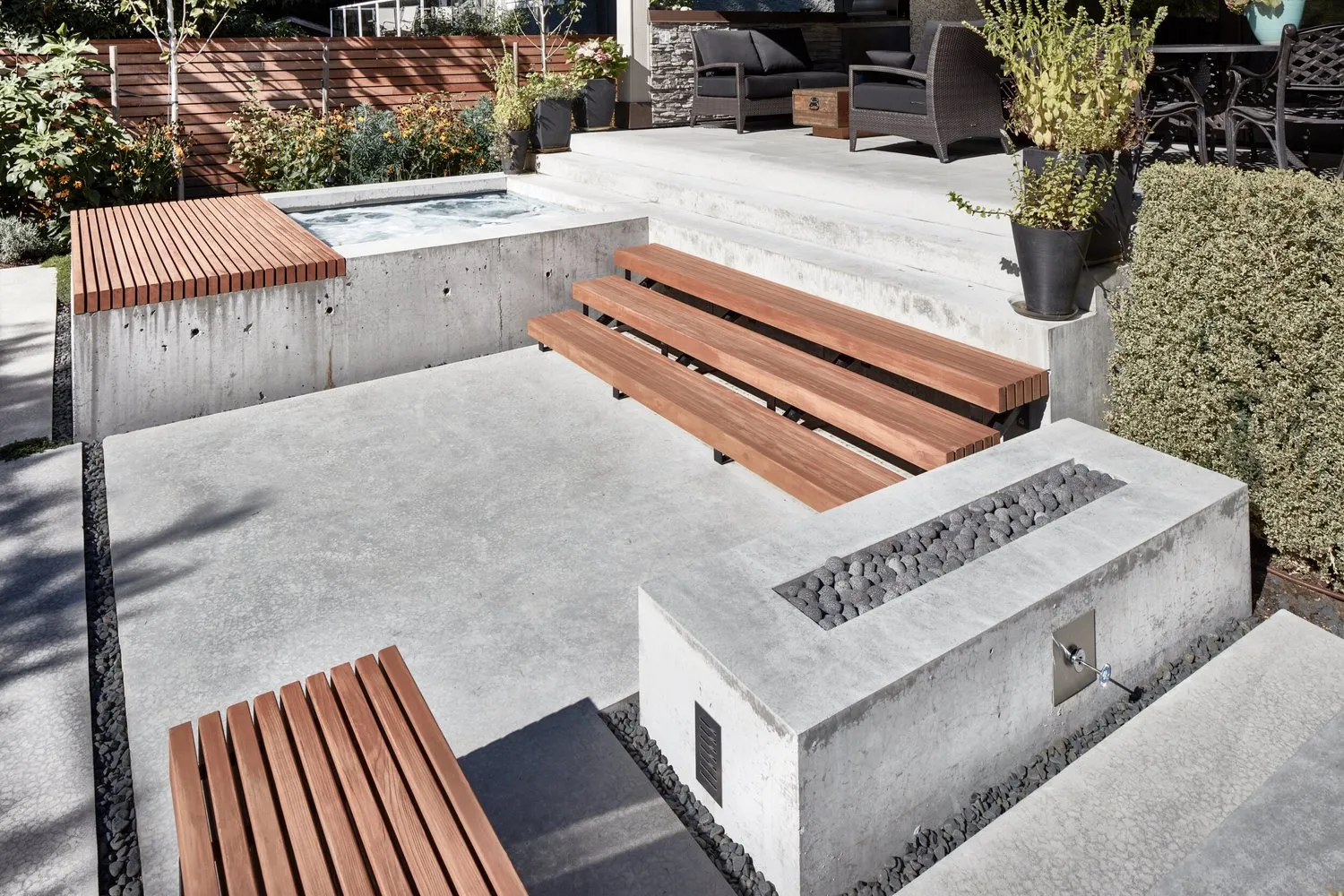 Concrete pool deck and grade detail, Edgemont project by Dankor Construction