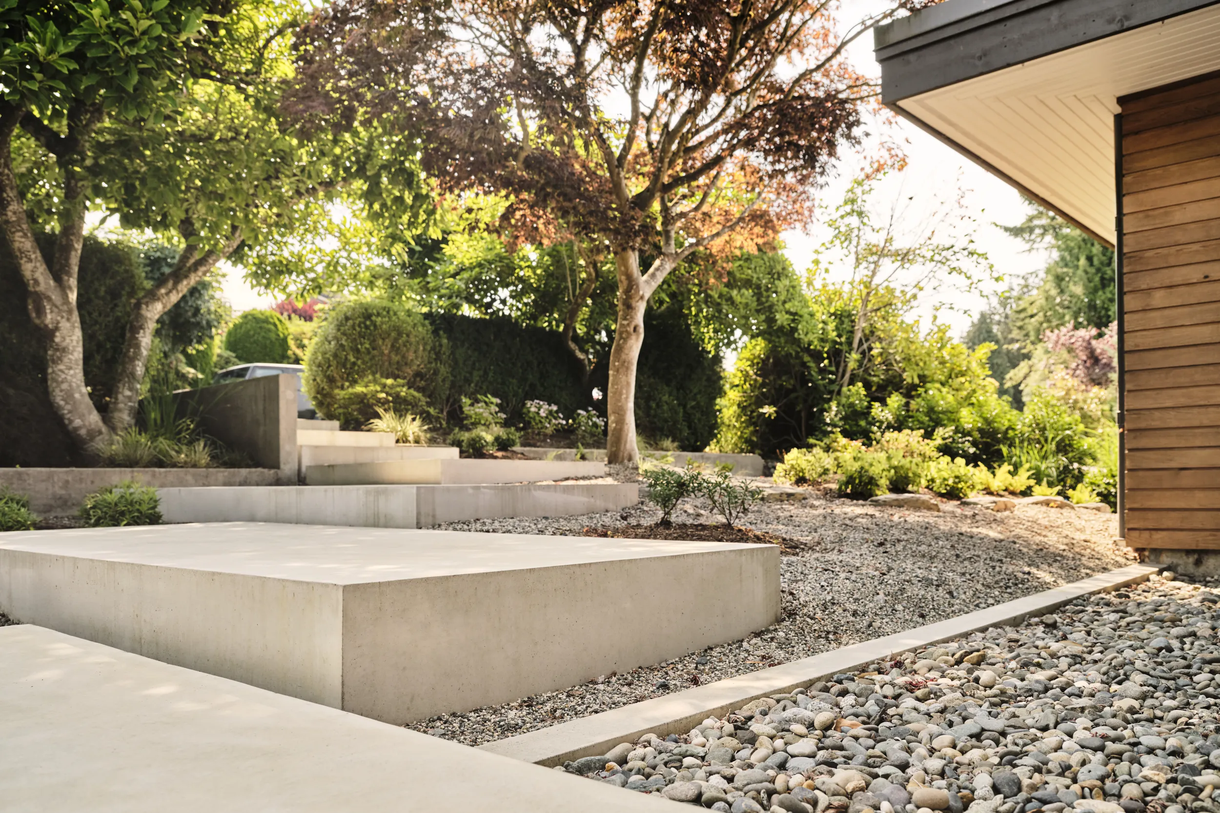 Finished concrete entrance and landscaping, Lonsdale, North Vancouver