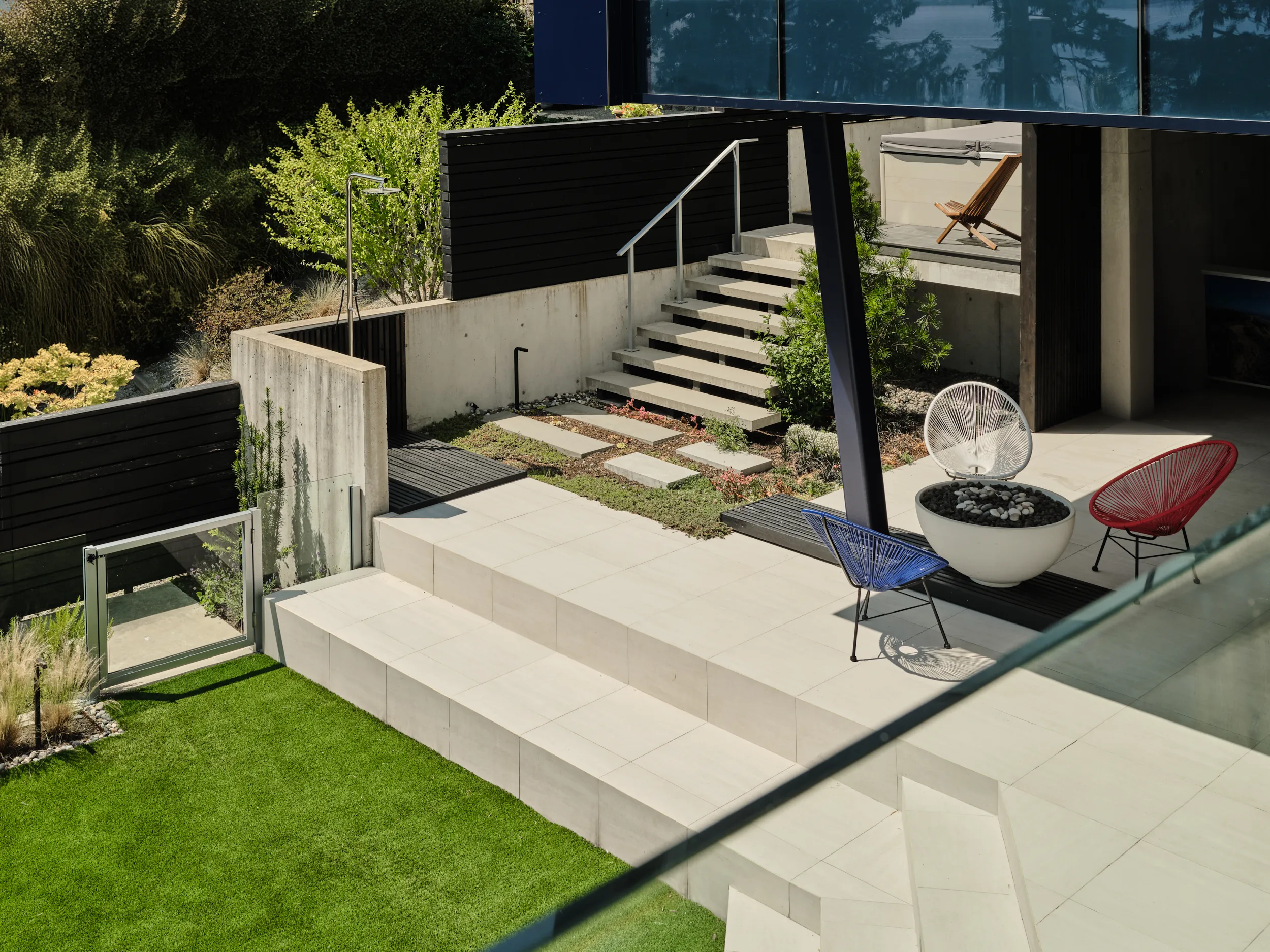 Outdoor leisure space with pool and gazebo, Marine, West Vancouver